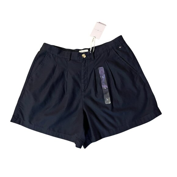 Tommy Hilfiger Belted Shorts Womens L NEW Dark Blue - Picture 4 of 13